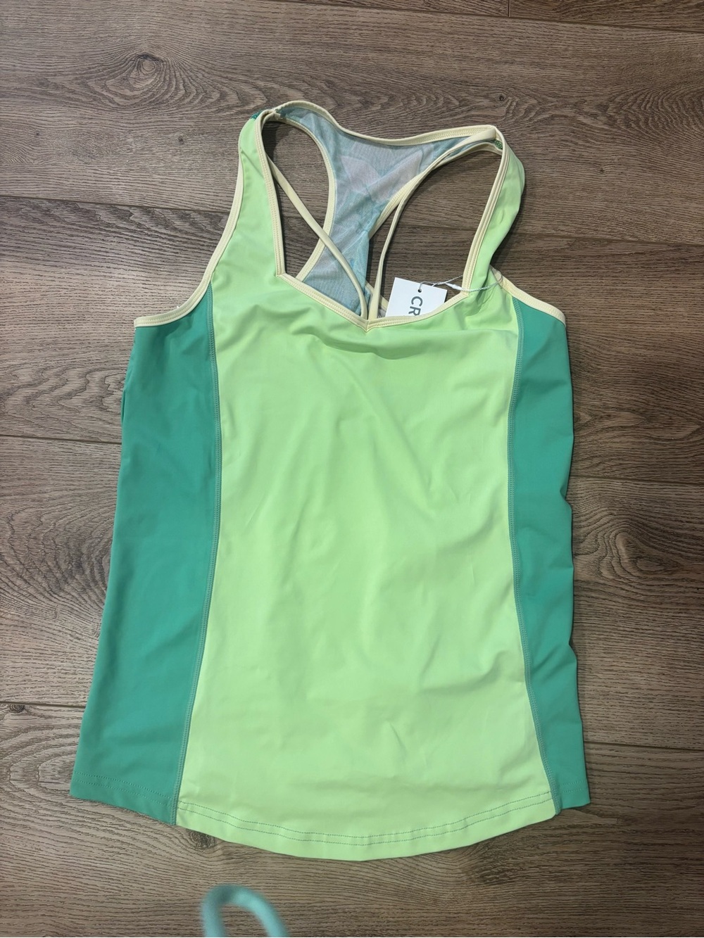 Light Green & Teal Racerback Performance Tank Top